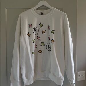 Heartstopper design White Crewneck Sweater with Ribbed Cuffs